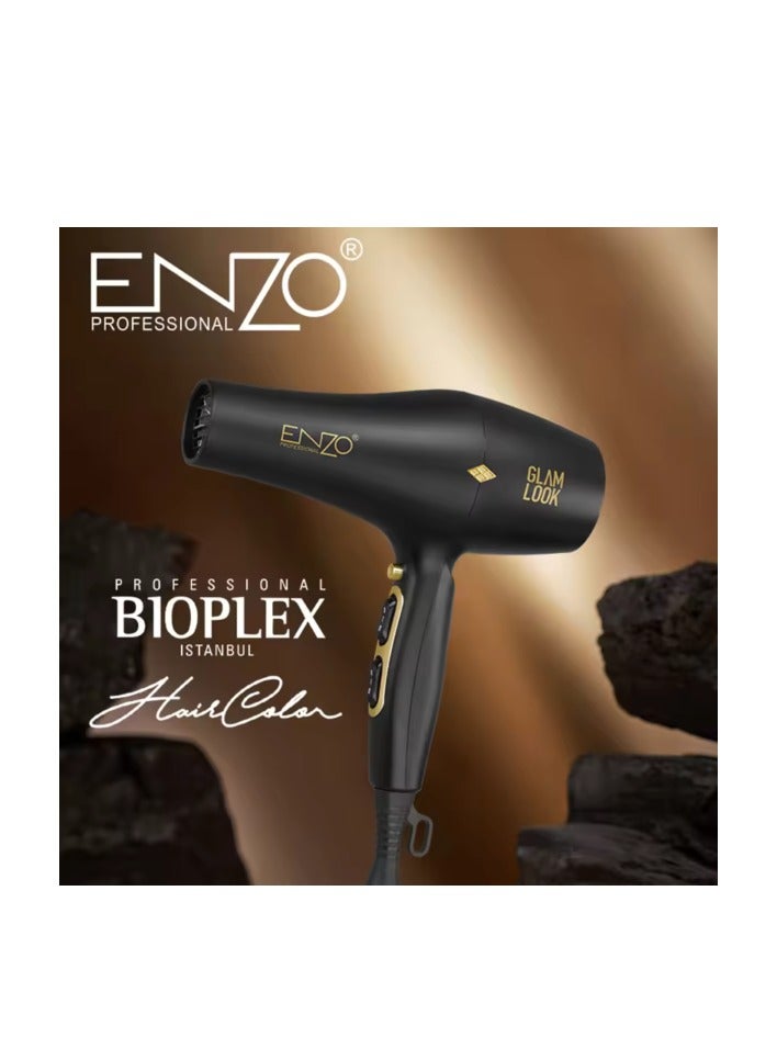 ENZO Professional مجفف شعر ENZO PROFESSIONAL مع توزيع حرارة متساوي للشعر المعالج – تجفيف سريع، زر تبريد، أداء بجودة صالون - Image 5