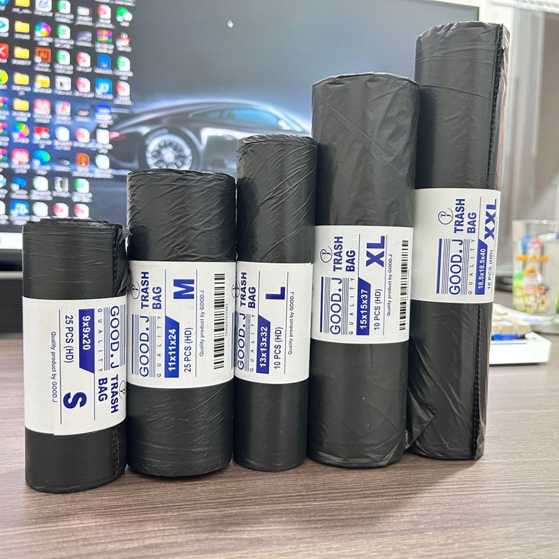 Supply Thickened Recyclable Material Garbage Bag Black Flat Mouth Continuous Roll Disposable Garbage Bag - Image 3