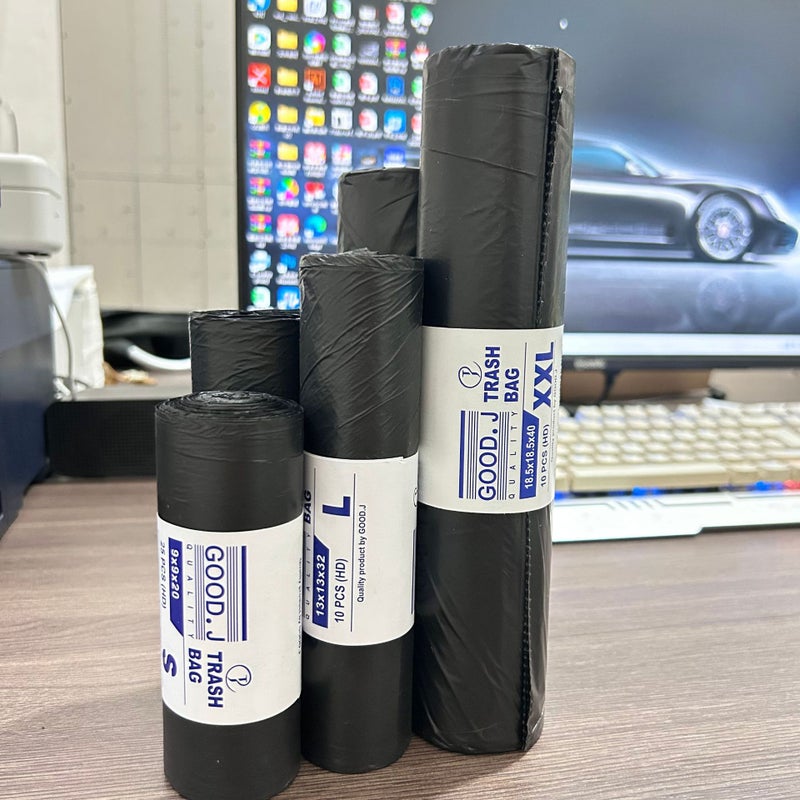 Supply Thickened Recyclable Material Garbage Bag Black Flat Mouth Continuous Roll Disposable Garbage Bag - Image 5