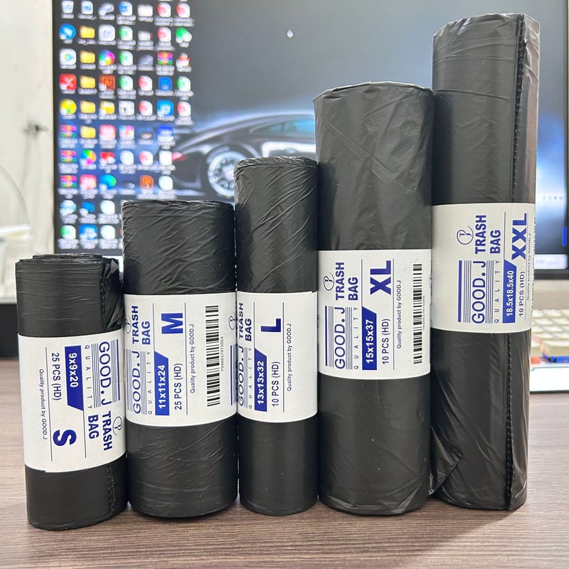 Supply Thickened Recyclable Material Garbage Bag Black Flat Mouth Continuous Roll Disposable Garbage Bag - Image 2