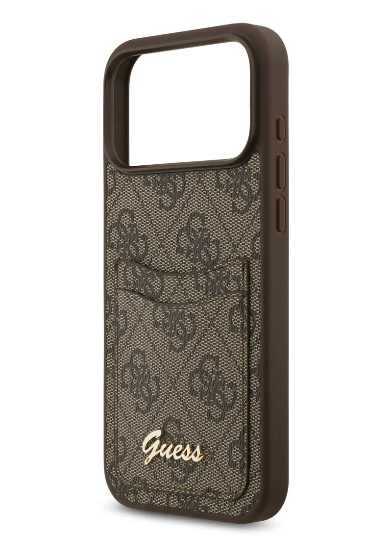 GUESS iPhone 17 Pro Cover PU Case With Cardslot & Script Metal Logo - Brown