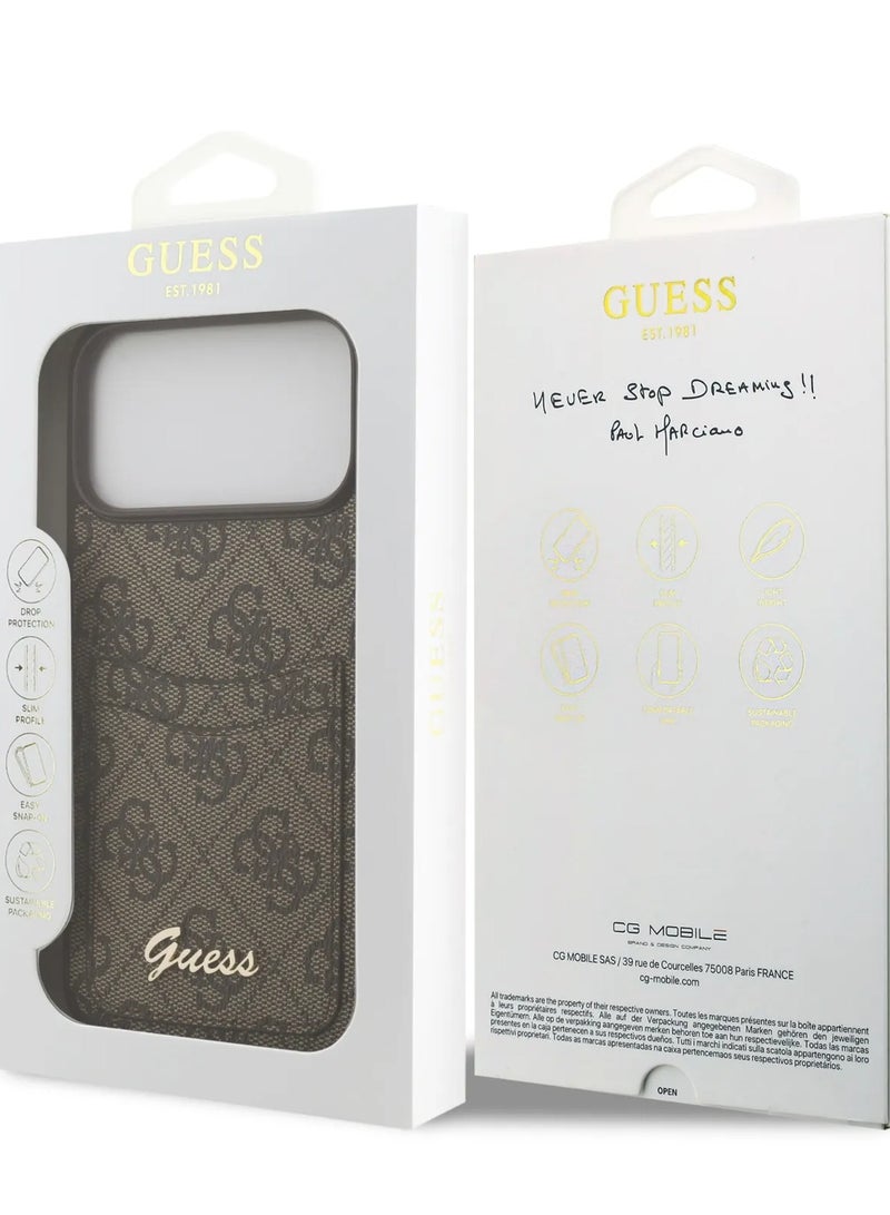 GUESS iPhone 17 Pro Cover PU Case With Cardslot & Script Metal Logo - Brown - Image 5