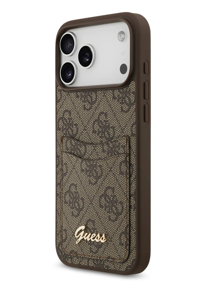 GUESS iPhone 17 Pro Cover PU Case With Cardslot & Script Metal Logo - Brown - Image 4