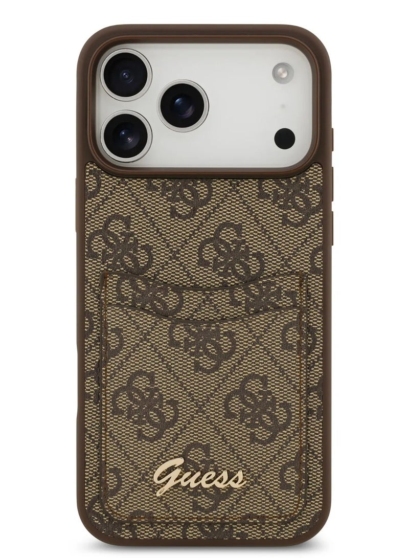 GUESS iPhone 17 Pro Cover PU Case With Cardslot & Script Metal Logo - Brown - Image 1