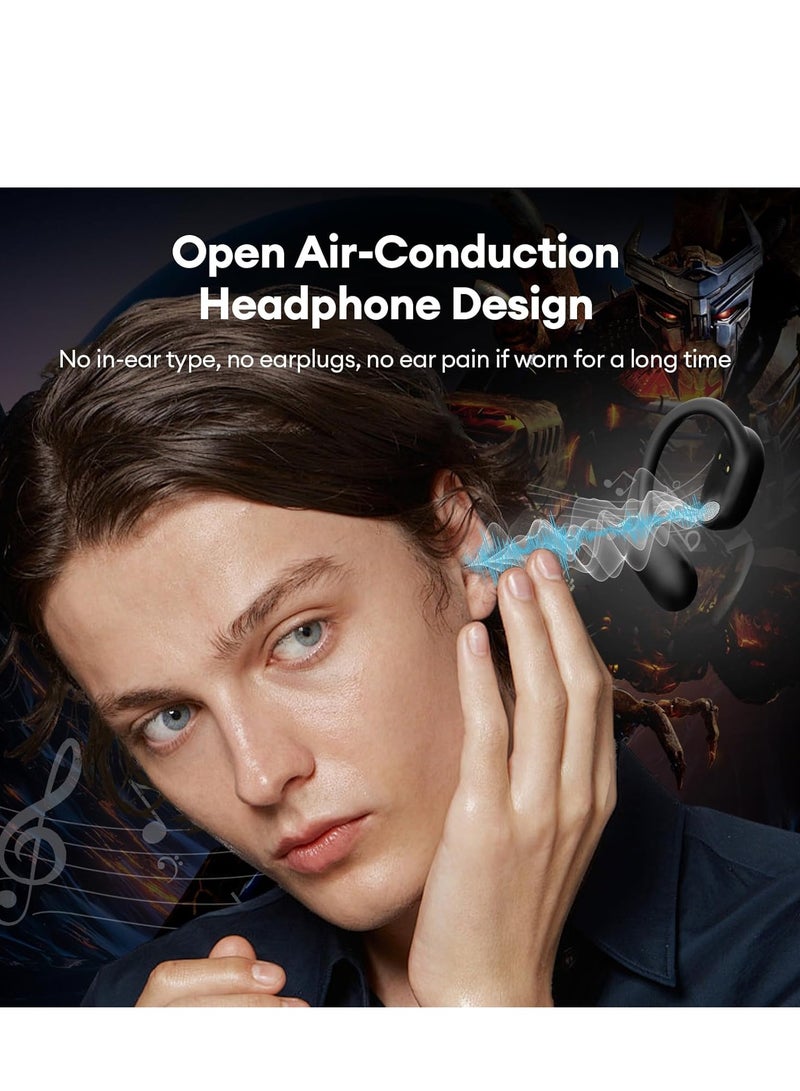 Transformers TF-T20 Open Ear Headphones Wireless Bluetooth 5.4 Earbuds, 60H Playtime Sport Earbuds Wireless with HD Mic Earhooks, Over Ear Headphones Waterproof for Running Driving Fitness Grey - Image 4