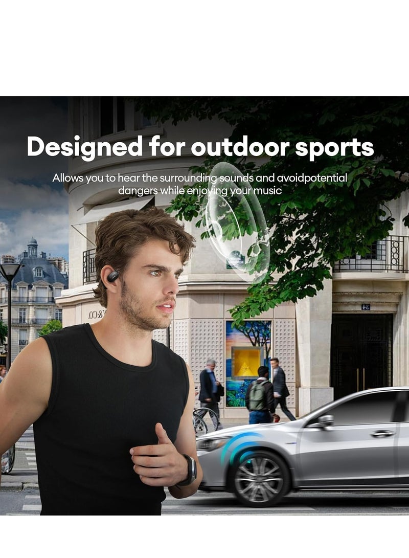 Transformers TF-T20 Open Ear Headphones Wireless Bluetooth 5.4 Earbuds, 60H Playtime Sport Earbuds Wireless with HD Mic Earhooks, Over Ear Headphones Waterproof for Running Driving Fitness Grey - Image 3