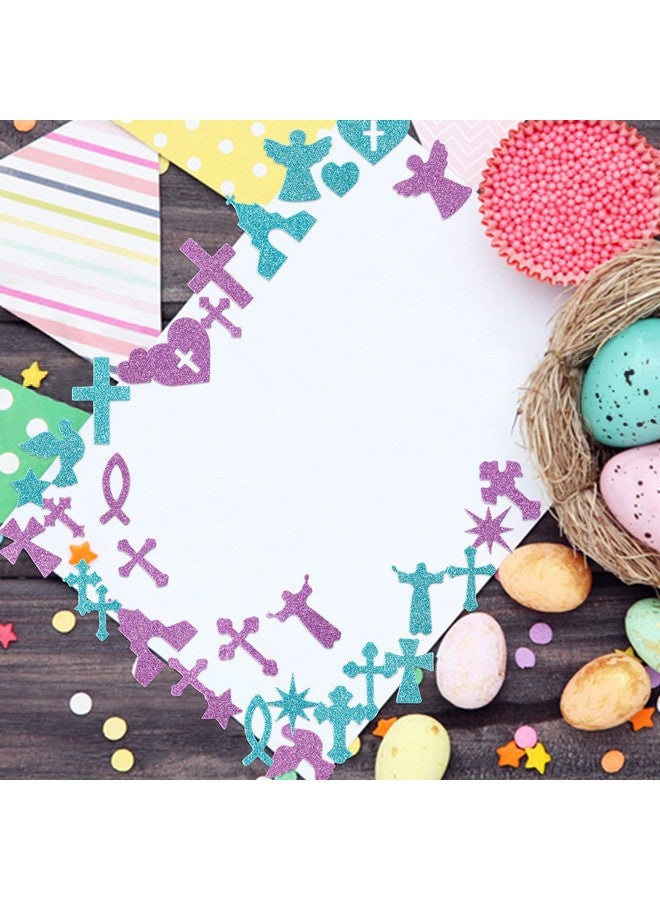 MALLMALL6 500pcs Christian Glitter Stickers Foam Self-Adhesive Bible Multi-Colour Art Craft Project Assorted Glittery Sticky Embellishments for Kids School Classroom Activity Home Party Decoration - Image 5