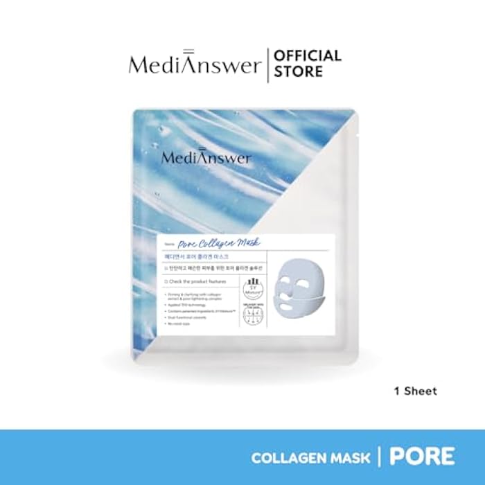 MediAnswer Pore Blue Claryfing Collagen Mask/Improve Summer Skin Problem/Pore Moisture Elasticity 5 Sheets - Image 4