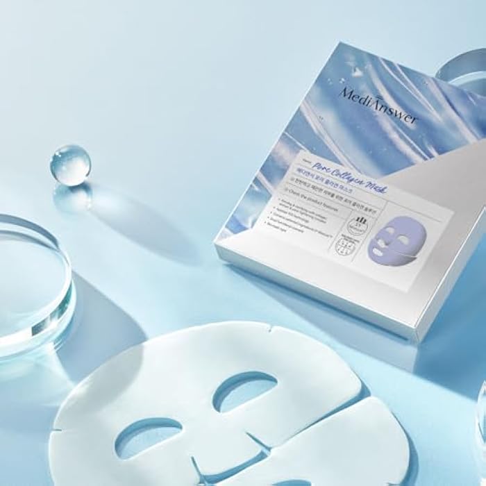 MediAnswer Pore Blue Claryfing Collagen Mask/Improve Summer Skin Problem/Pore Moisture Elasticity 5 Sheets - Image 1