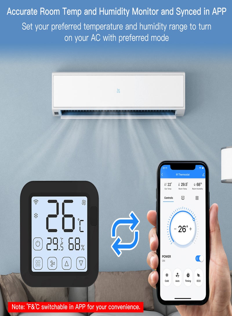 Tuya Smart Wifi IR Air Conditioner Controller Thermostat with LCD Display App Control Temperature Humidity Sensor Monitor Compatible with Google Home for Mini Split Portable AC - Image 5