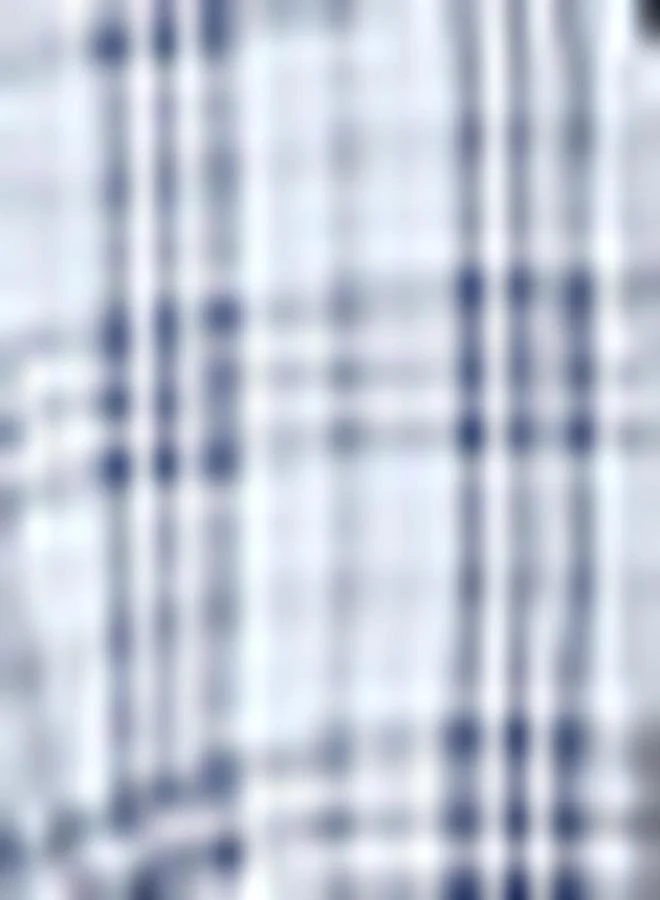 دينيس لينغو Slim Fit Light Grey Men's Checkered Shirt, Spread Collar, Full Sleeves, 100% Cotton