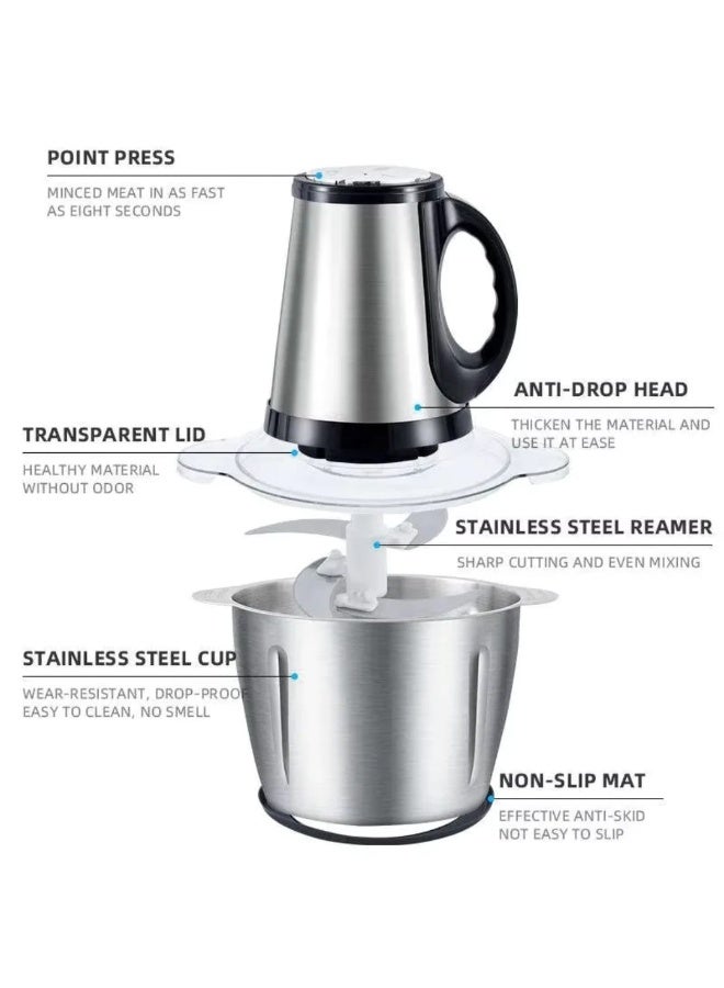 POGAGO Electric Food Chopper & Meat Chopper Grinder 3L Stainless Steel Food Processor – Vegetable Chopper, Onion Cutter, Meat Mincer, Kitchen Processor for Home Use - Image 5