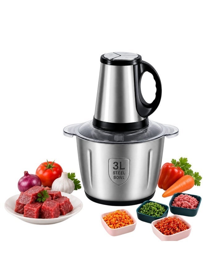 POGAGO Electric Food Chopper & Meat Chopper Grinder 3L Stainless Steel Food Processor – Vegetable Chopper, Onion Cutter, Meat Mincer, Kitchen Processor for Home Use - Image 1