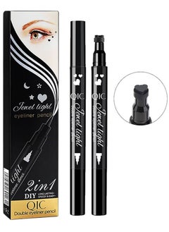 QIC 2 in 1 Jewel Light Eyeliner Pencil Eyeliner Stamp Waterproof Liquid Eyeliner Set Liquid Double Head Eyeliner Long Lasting Make Up Set Speedy and Easy Double Eyeliner Pencil 02  - Image 2