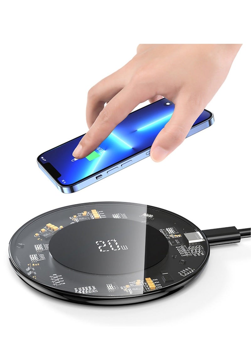 كابتن تيك Cell phone wireless charger 20W fast magnetic charging station for iPhone 14/14 Plus/14 Pro/14 Pro Max/13/12/11/X/XS/XR Samsung Galaxy S22/S21/S20/Note 20/10 (without AC adapter) - Image 1