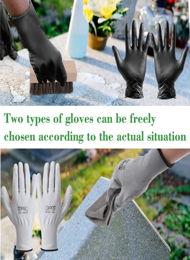 CTTZCKJ 10 Pcs Headstone Cleaner Kit for Grave Cleaning Granite and Stone Daily Cleaner Includes Cloth Bristle Crevice Brush Scrub Brush Cleaning Sponge Disposable & Labor Protection Gloves Plastic Scraper - Image 4