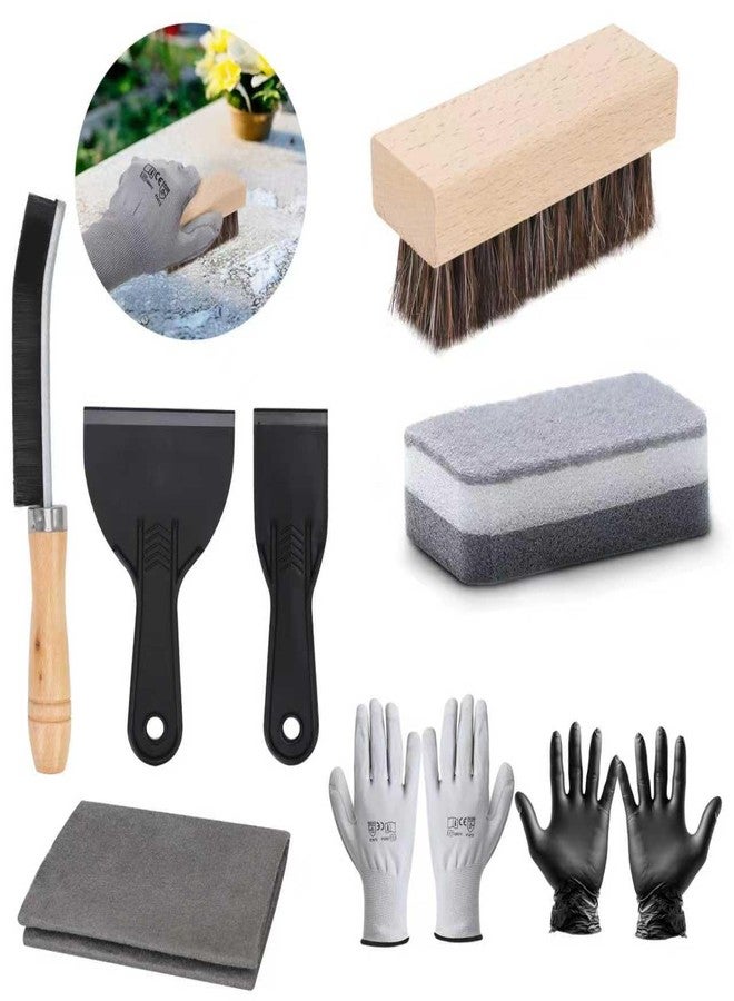 CTTZCKJ 10 Pcs Headstone Cleaner Kit for Grave Cleaning Granite and Stone Daily Cleaner Includes Cloth Bristle Crevice Brush Scrub Brush Cleaning Sponge Disposable & Labor Protection Gloves Plastic Scraper - Image 1