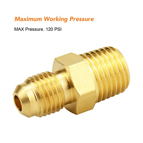 Besosay (6 Pack) Besosay Brass Half Union Coupler Adapter, 1/4" Flare x 1/4" NPT Male Hex Nipple, Pipe Fitting Gas Adapter - Image 4