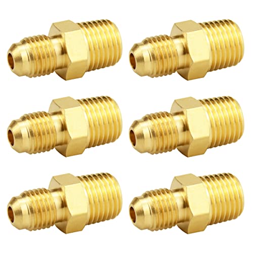 Besosay (6 Pack) Besosay Brass Half Union Coupler Adapter, 1/4" Flare x 1/4" NPT Male Hex Nipple, Pipe Fitting Gas Adapter - Image 1