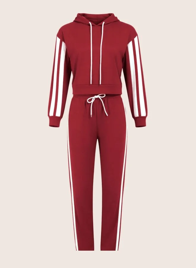 Freehand  Women Relaxed Fit Colourblocked Long Sleeve High Rise Sweatshirt and Pants Co-Ords Set  | Best Price UAE