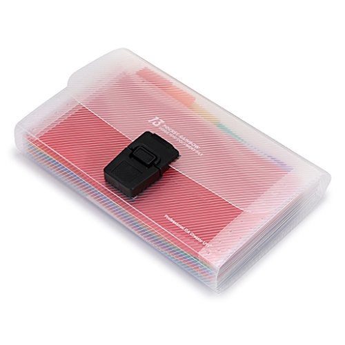 BTSKY 13 Pocket Accordian File Organizer Plastic Wallet for CardsCouponsReceiptTax Item Mini Expanding Folders Organizational A6 Portable Folder - Image 1
