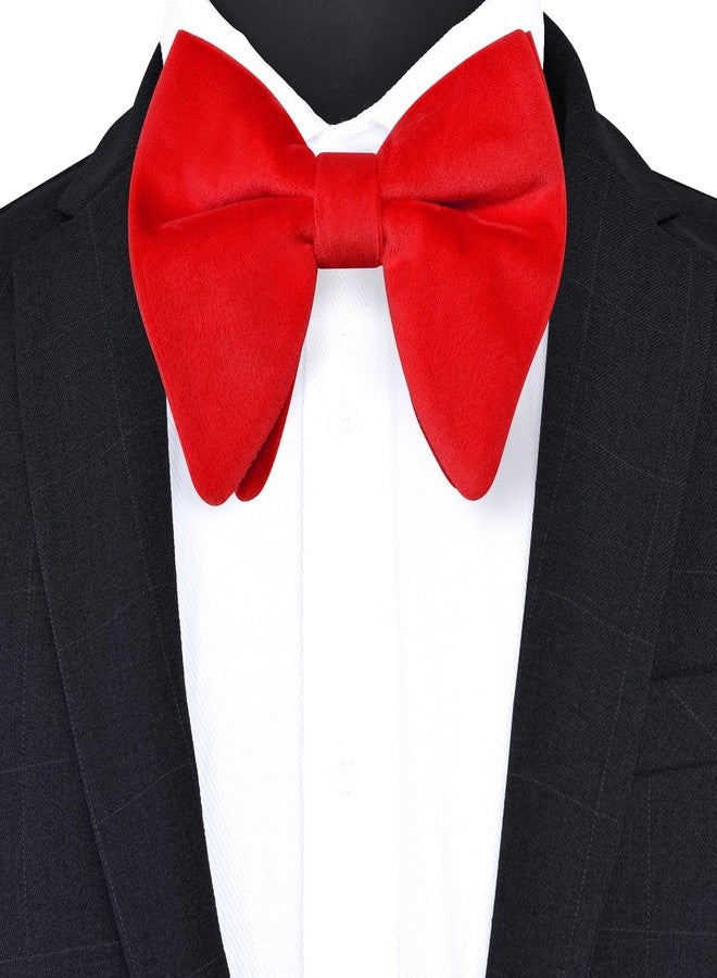 Branduce Velvet Bow Ties for Men Oversize Pre-tie Bowtie Tuxedo Bowties for Wedding, Red, general - Image 2