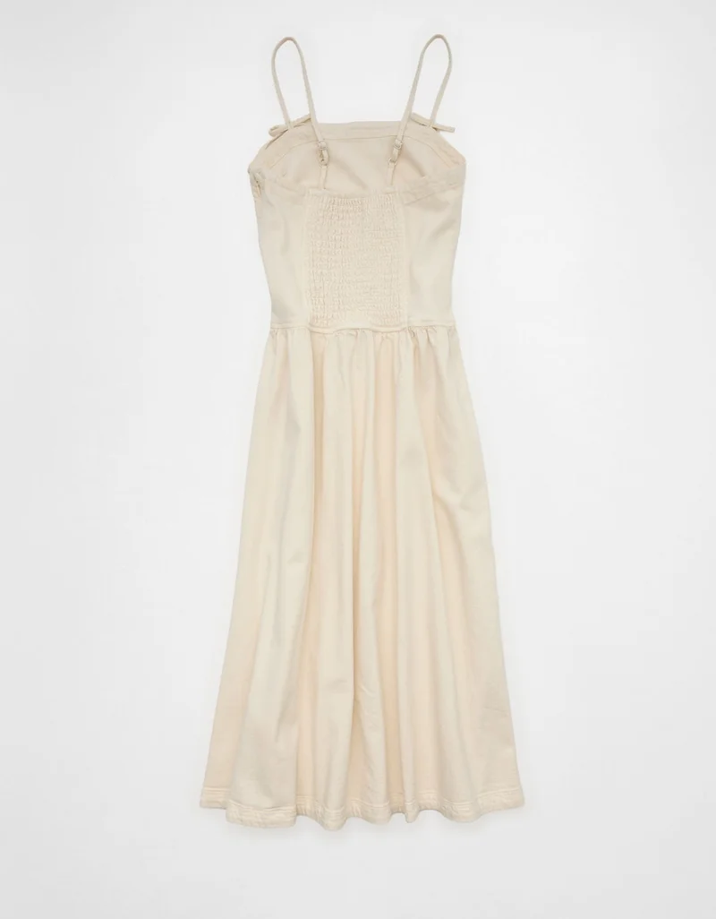 American Eagle  AE Denim Bow Strap Midi Dress for Women | Best Price UAE