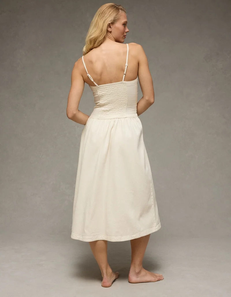 American Eagle  AE Denim Bow Strap Midi Dress for Women | Best Price UAE
