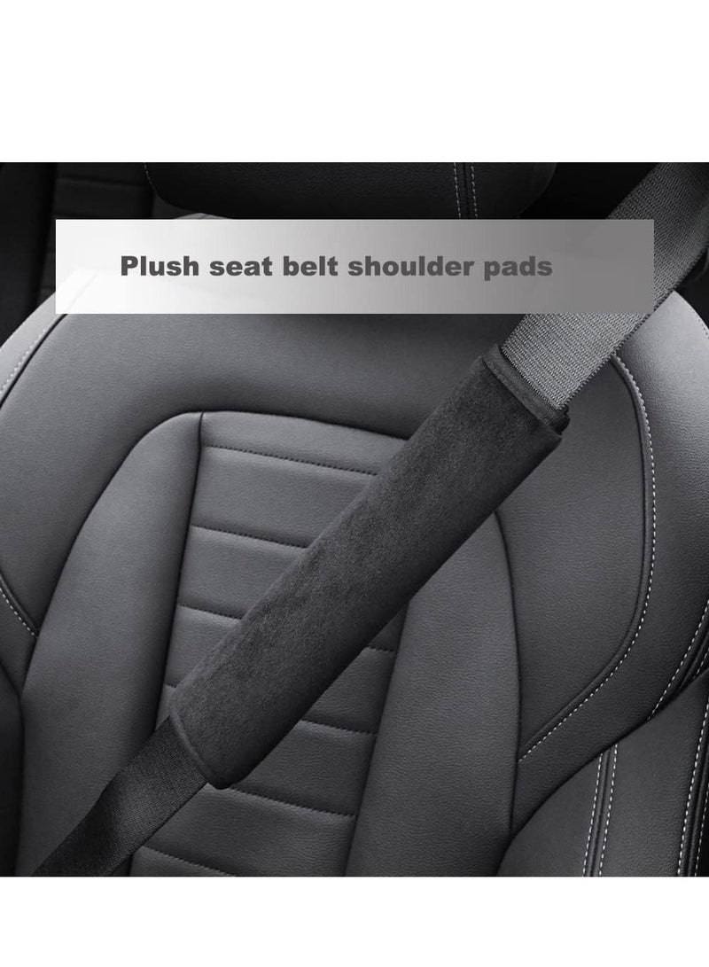 2 قطع حماية حزام الأمان واقيات حزام الأمان لينة جداً مطيلة ومكثفة وسادات كتف حزام المقعد في السيارة يناسب جميع السيارات والحقائب الظهر حماية العنق والكتف مناسبة للكبار اللون: أسود - Image 4