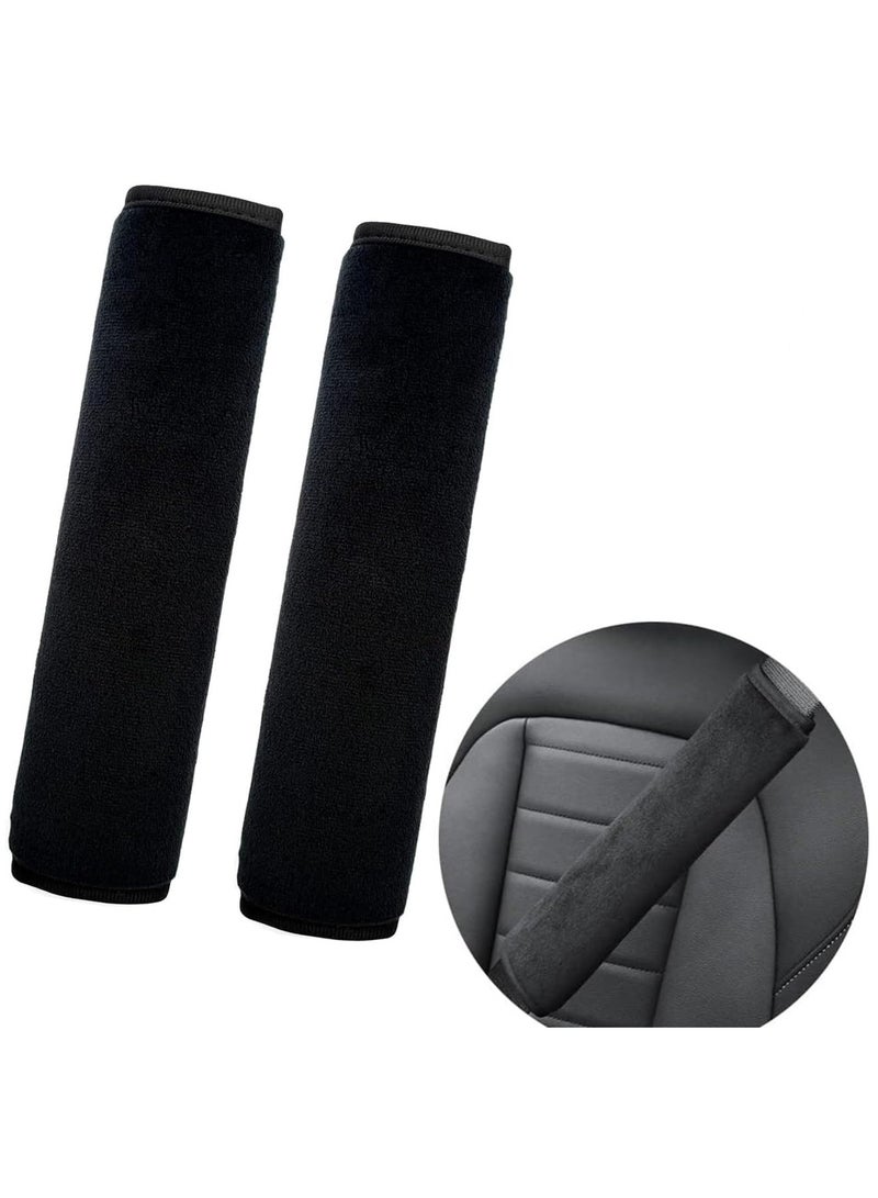 2 قطع حماية حزام الأمان واقيات حزام الأمان لينة جداً مطيلة ومكثفة وسادات كتف حزام المقعد في السيارة يناسب جميع السيارات والحقائب الظهر حماية العنق والكتف مناسبة للكبار اللون: أسود - Image 1