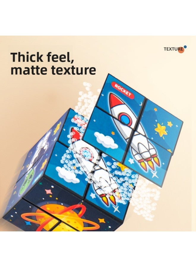 Three-dimensional Variable Magnetic Infinite Rubik's Cube Geometric 3d Deformation Puzzle Space Thinking Training Children 3-6 Years Old Toys-Color:7 Pack Space Belt Magnetic Force + Machinery + Life + Diamond + Abstract + Meta Universe + Two In One  - Image 2
