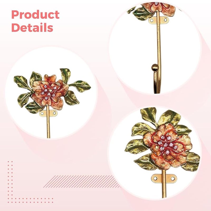 Set of 3 Orange Zinc Alloy Wall Hooks Decorative Coat Key Hangers Assorted Sizes - Image 5