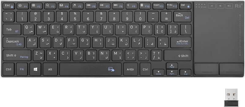 RII Wireless Keyboard with Trackpad,Dual Mode Bluetooth &Wireless Keyboard with Touchpad,Metal Board for PC,Laptop, Tablet,Windows,Androids (BT+2.4G) - Image 1