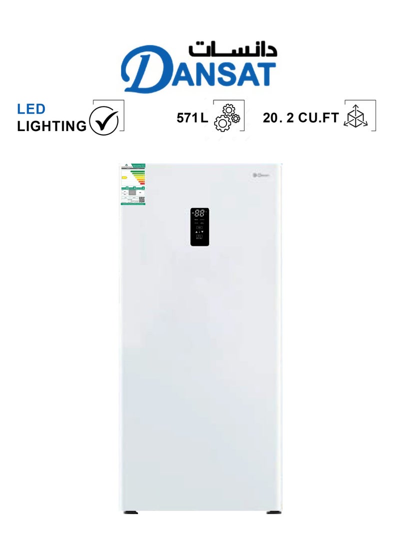 Freestanding Single Door Freezer with Frost & Chill - 20. 2Cu.FT - 571L - LED Lighting 571 L 566 kW DAN2010SURF White