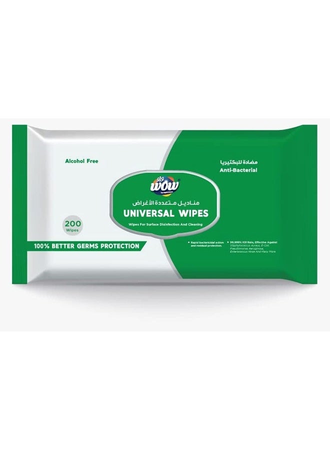 WOW Universal Antibacterial Wipes - 200 Count - Image 1