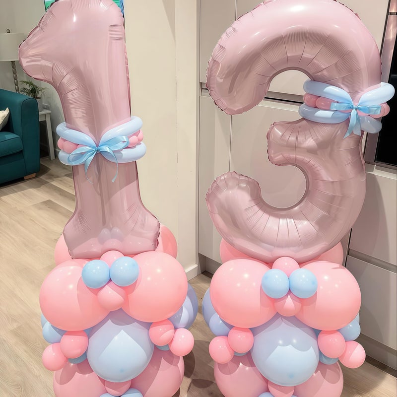 Froova Big Number 1 Balloons, Dusty Light Pink Foil 1 Balloon Numbers 40 Inch, Giant 1st Birthday Party Decor, Baby Blush Pink Mylar Helium One Balloon for Girls Baby Shower Anniversary Decorations - Image 3
