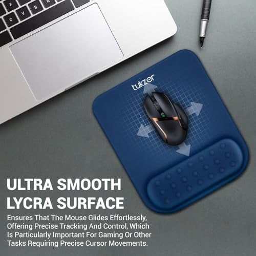 Tukzer Gel Mouse Pad Wrist Rest Memory-Foam Ergonomic Mousepad| Cushion Wrist Support & Pain Relief| Suitable for Gaming, Computer, Laptop, Home & Office Non-Slip Rubber Base (Blue) - Image 3