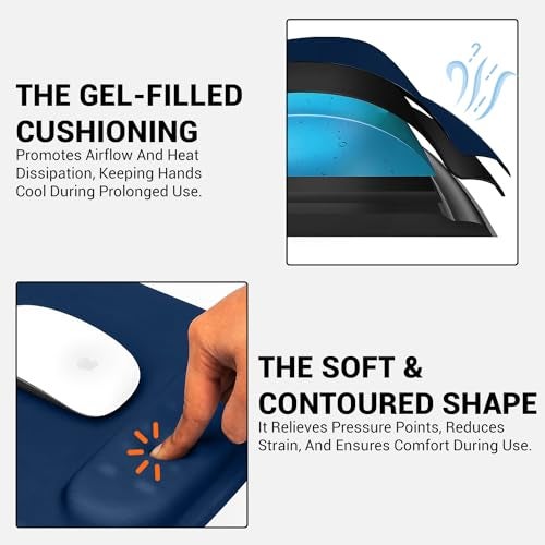 Tukzer Gel Mouse Pad Wrist Rest Memory-Foam Ergonomic Mousepad| Cushion Wrist Support & Pain Relief| Suitable for Gaming, Computer, Laptop, Home & Office Non-Slip Rubber Base (Blue) - Image 5