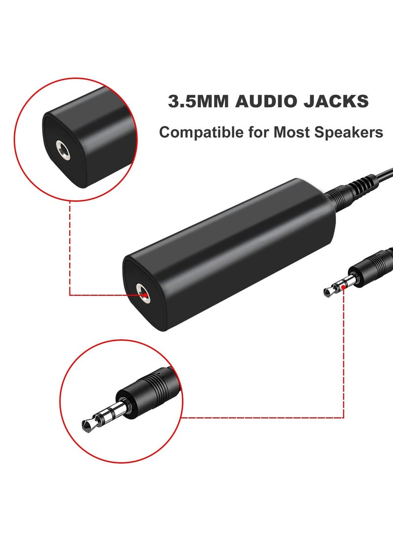 Ground Loop Noise Isolator, Noise Filter, 2 Packs Ground Loop Isolator with 3.5mm Audio Cable, Eliminate The Buzzing Noise for Your Car Audio System/Home Stereo with Jack 3.5mm Audio Cable