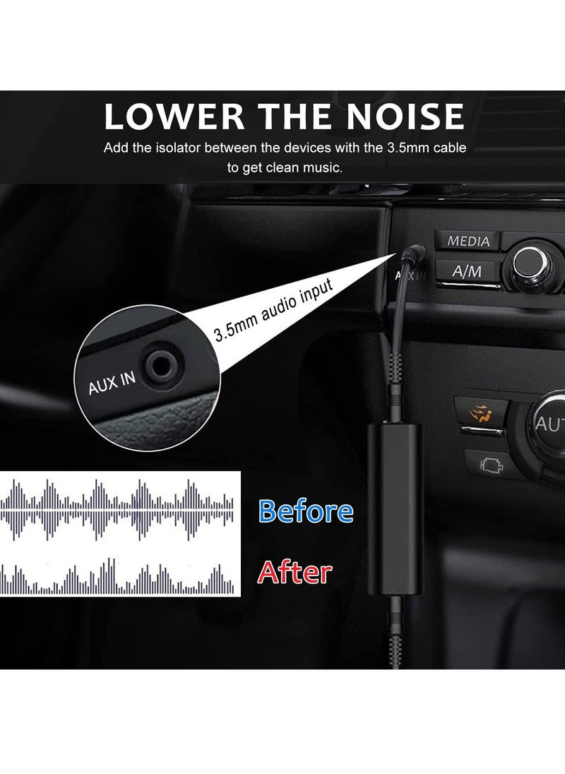 Ground Loop Noise Isolator, Noise Filter, 2 Packs Ground Loop Isolator with 3.5mm Audio Cable, Eliminate The Buzzing Noise for Your Car Audio System/Home Stereo with Jack 3.5mm Audio Cable