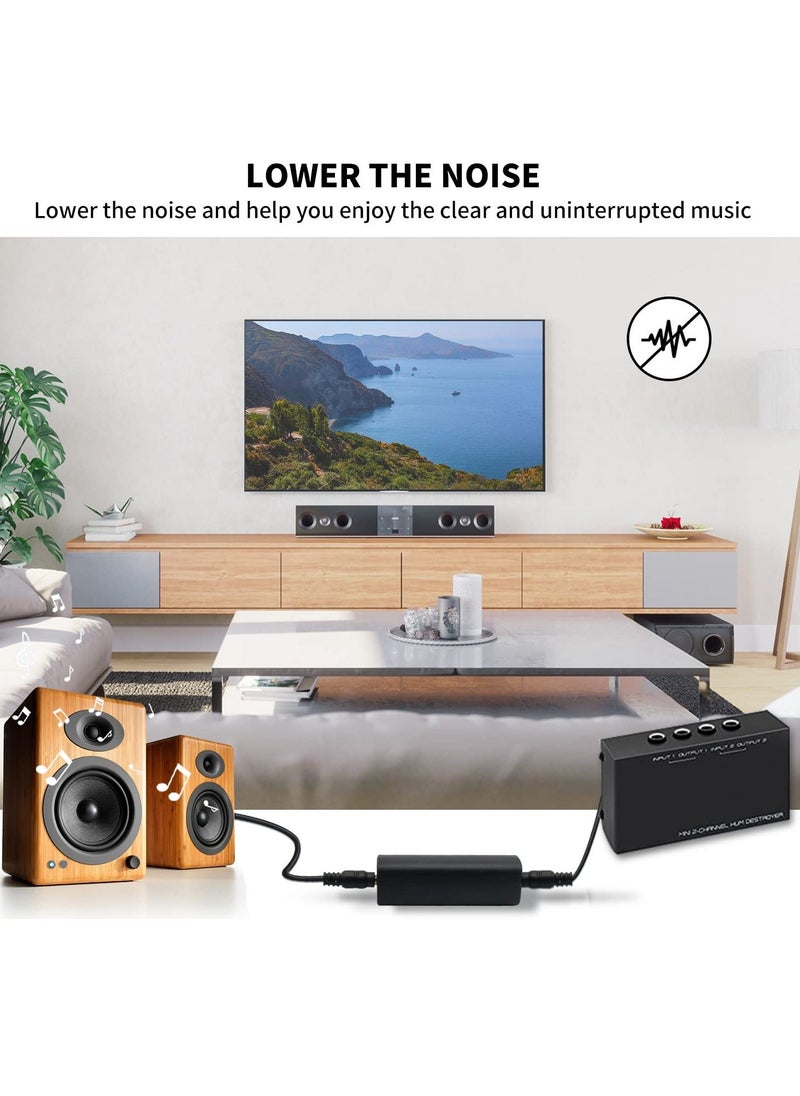 Ground Loop Noise Isolator, Noise Filter, 2 Packs Ground Loop Isolator with 3.5mm Audio Cable, Eliminate The Buzzing Noise for Your Car Audio System/Home Stereo with Jack 3.5mm Audio Cable