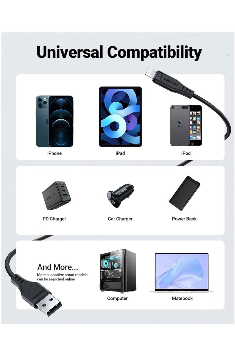 AceFast C3-02 - USB-A To Lightning TPE Charging Data Cable 1.2M , Compatible With iPhone iPad - White - Image 4