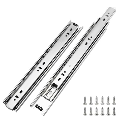LONTAN Full Extension Ball Bearing Drawer Slides 8 10 12 14 16 18 20 22 24 Inch Heavy Duty Side Mount File Cabinet Rails Dresser Runner Kitchen Cabinet Drawer Glides 100 LB Capacity (12 inch,1 Pair) - Image 1