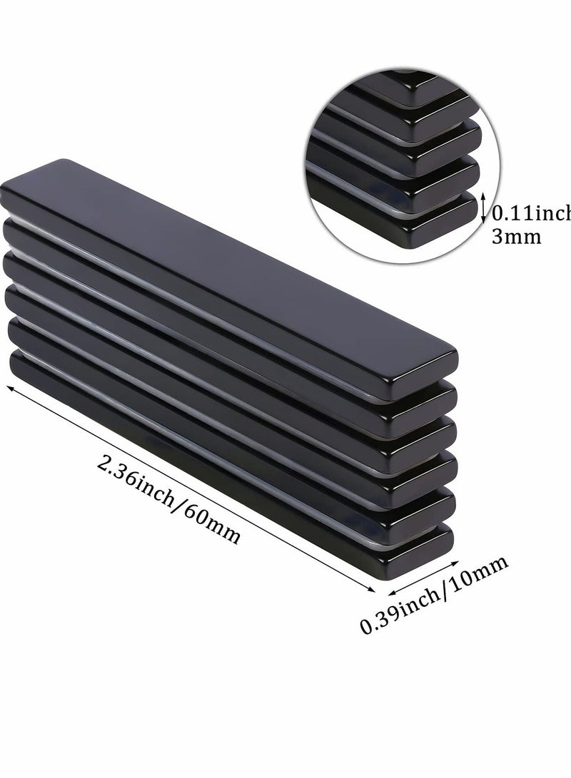 SYOSI 6 Pack Waterproof Powerful Neodymium Bar Magnets Strong Rare Earth with Epoxy Coating and Double Sided Adhesive for Fridge Scientific Shower Door Office etc 60x10x3mm  - Image 2