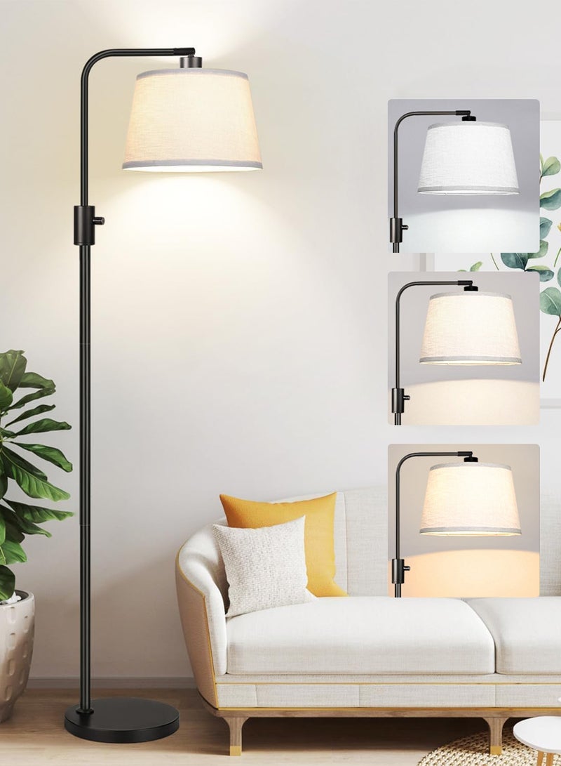 Chillspace Standing Floor Lamp With 12W Led Bulb Metal, 3-Color Adjustable with 6000K Reading Mode, Standing Lamps for Living Room with Adjust Head, Manual Stepless Dimming for Eye Protection in Living Room, Bedroom, Office, 165cm Black - Image 1