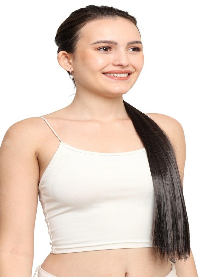 MoonEyes Wrap Around Ponytail Hair Extension, Full Length in 22-24 inch, Clip-In Synthetic Hair, Brown - Image 3