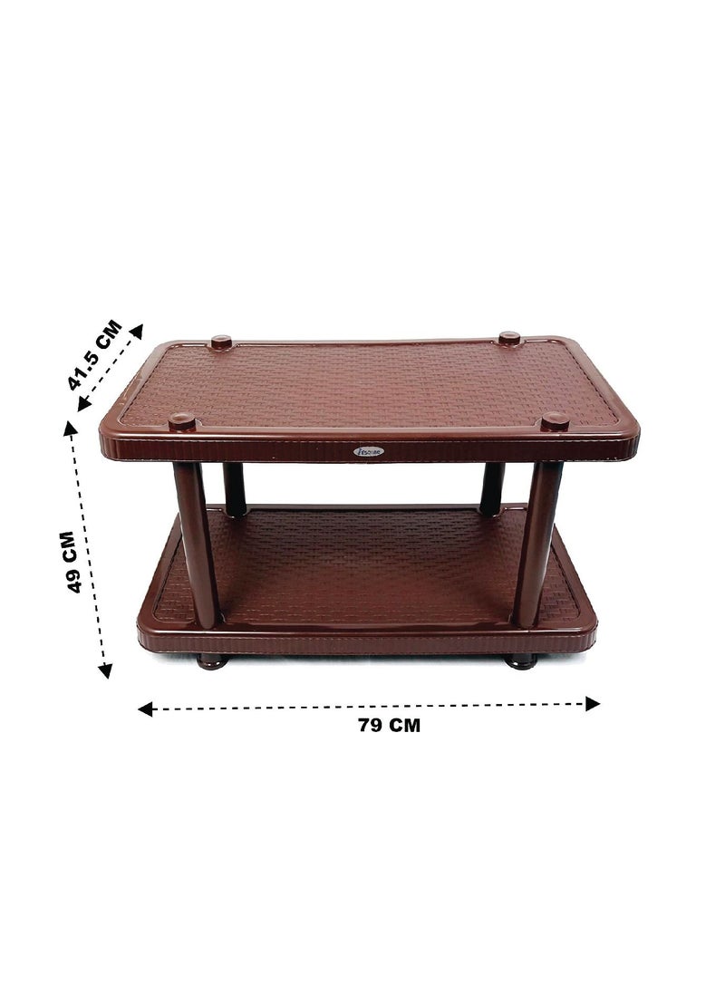 ESQUBE - Esqube Coffee Table Teapoy Plastic Portable Table Brown Color - Image 1