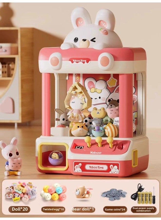 2024 Children's Grab Doll Machine Clip Doll Small Household Gashapon Machine Large Toy Birthday Gift For Boys And Girls-Specifications:No.  - Get 1 Little Flying Bear + 20 Babies + 10 Gashapon + Dual Power Supply - Image 1