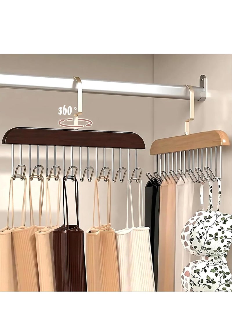 Rightsure Wooden Hanger with 8 Hooks Tie Rack Belt Bra Hanger with 360° Rotating Hook for Ties, Swimsuits, Hats, Scarves Accessories Space Saving Wardrobe Hanger  - Image 4