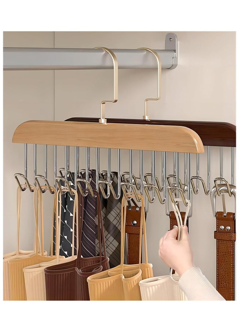Rightsure Wooden Hanger with 8 Hooks Tie Rack Belt Bra Hanger with 360° Rotating Hook for Ties, Swimsuits, Hats, Scarves Accessories Space Saving Wardrobe Hanger  - Image 5